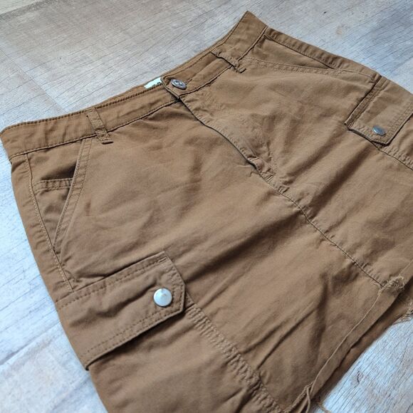 BDG Urban Outfitters Cargo Khaki Denim Canvas Mini Skirt Carpenter Tan/Camel M - Picture 6 of 7